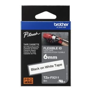 Brother TZE-FX211 Black on White P-Touch Label Tape