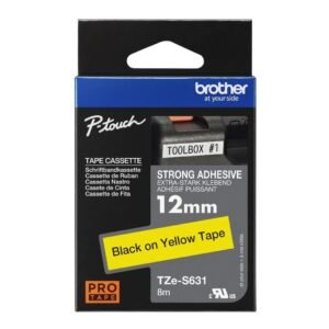 Brother TZE-S631 12mm x 8m Black on Yellow P-Touch Label Tape