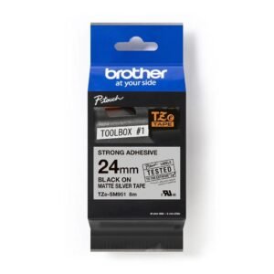 Brother TZE-SM951 24mm x 8m Black on Silver Matt P-Touch Label Tape