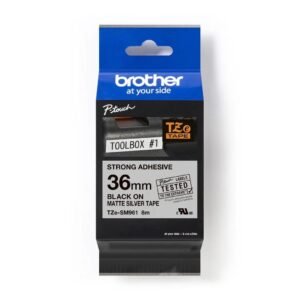 Brother TZE-SM961 36mm x 8m Black on Silver Matt P-Touch Label Tape