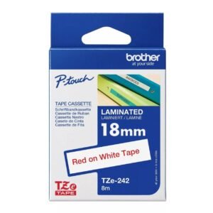 Brother TZE-242 18mm x 8m Red on White P-Touch Label Tape