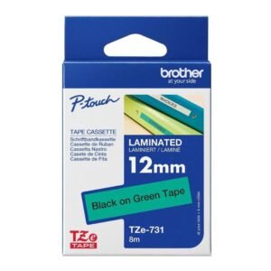 Brother TZE-731 12mm x 8m Black on Green P-Touch Label Tape