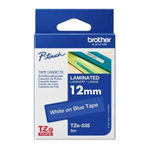 Brother TZE-535 12mm x 8m White on Blue P-Touch Label Tape