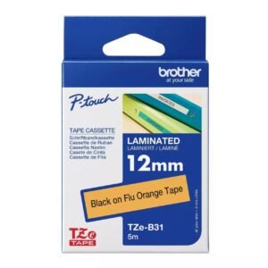 Brother TZE-B31 12mm x 5m Black on Fluorescent P-Touch Label Tape