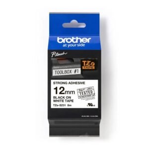 Brother TZE-S231 12mm x 8m Black on White P-Touch Label Tape
