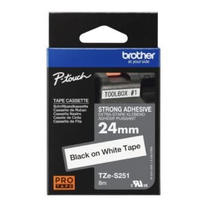 Brother TZE-S251 24mm x 8m Black on White P-Touch Label Tape