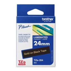 Brother TZE-354 24mm x 8m Gold on Black P-Touch Label Tape